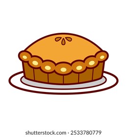 Happy thanksgiving cartoon. Pumpkin pie for thanksgiving, digital art illustration.