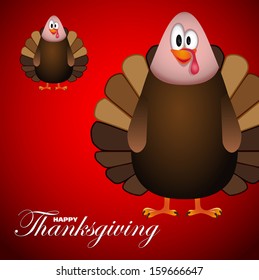 Happy Thanksgiving cartoon turkey - card vector illustration