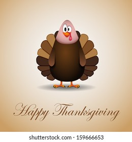 Happy Thanksgiving cartoon turkey - card vector illustration