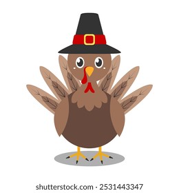 Happy thanksgiving cartoon. Turkey chicken for thanksgiving, digital art illustration.