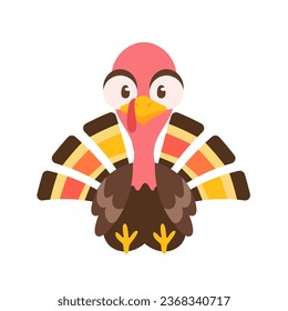 happy thanksgiving cartoon turkey cute and pumpkin in the autumn