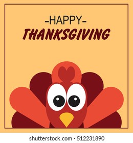 happy thanksgiving. cartoon Turkey on a yellow background. banner, logo, flyer