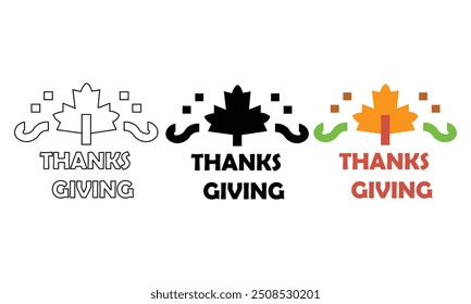 Happy thanksgiving  with cartoon turkey, pumpkin. vector illustration