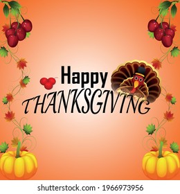 Happy thanksgiving celebration background with creative pumpkin and autumn leaf