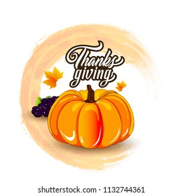 Happy Thanksgiving Celebration Design with Cartoon Turkey and Autumn Leaves