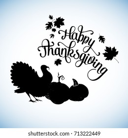 Happy Thanksgiving Celebration Design with Cartoon bird. Vector illustration.