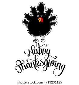 Happy Thanksgiving Celebration Design with Cartoon bird. Vector illustration.