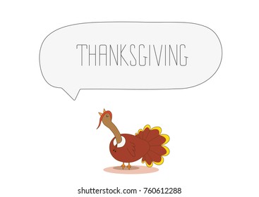 Happy Thanksgiving Celebration Design with Cartoon Turkey.