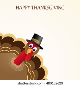 Happy Thanksgiving celebration design with turkey. Vector illustration.
