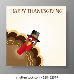 Happy Thanksgiving celebration design with turkey. Vector illustration.