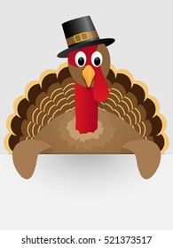 Happy Thanksgiving celebration design with turkey. Vector illustration.