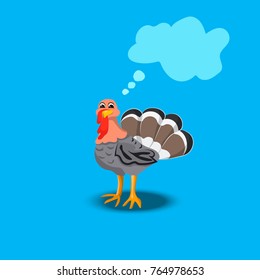 Happy Thanksgiving Celebration Design with Turkey. portrait of a cute turkey with place for text or presentation. . Farm animals collection