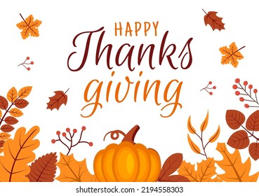 Happy Thanksgiving Celebration Template Hand Drawn Cartoon Flat Illustration with Turkey, Leaves, Chicken or Pumpkin Design