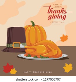 Happy Thanksgiving Chicken Pumpkin And Hat