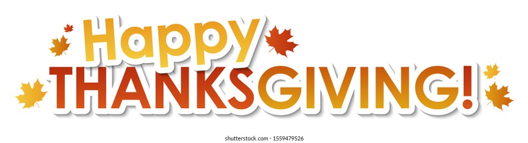 HAPPY THANKSGIVING colorful typography banner with leaves