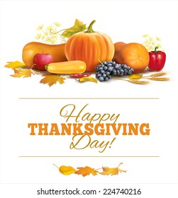 Happy Thanksgiving composition on white. Vector eps 10.