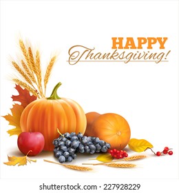 Happy Thanksgiving composition on white. Vector eps 10.