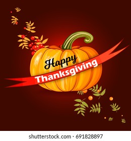 Happy Thanksgiving composition on white. Vector EPS 10.