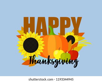 Happy thanksgiving concept background. Flat illustration of happy thanksgiving vector concept background for web design