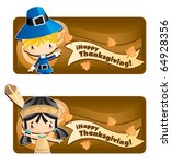 Happy Thanksgiving.  Cool vector characters congratulates.