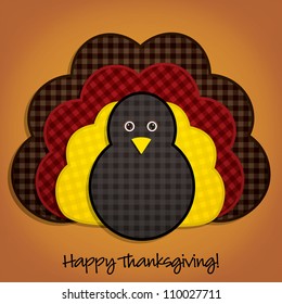 Happy Thanksgiving cute material turkey card in vector format.