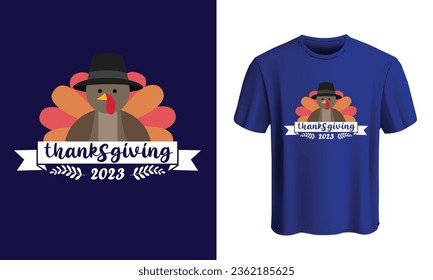 Happy Thanksgiving Day 2023 T-shirt design vector template. Best Thanksgiving designs that are perfect for coffee mugs, posters, cards, pillow covers, stickers, Canvas designs, and Musk designs. USA, 