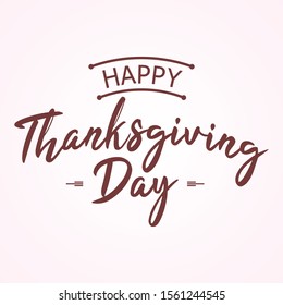 Happy thanksgiving day with autumn leaves. Hand drawn text lettering for Thanksgiving Day. Calligraphic design for print greetings card, shirt, banner, poster. Vector illustration EPS.8 EPS.10