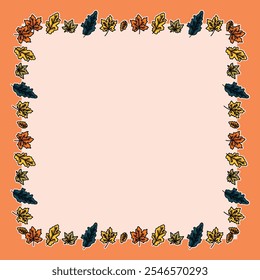 Happy thanksgiving day with autumn leaves, pumpkins, berries, mushrooms. Hand drawn text lettering for Thanksgiving Day. Vector illustration. Thanksgiving greetings card, shirt, banner, poster.