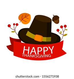 Happy Thanksgiving Day. Autumn traditional harvest holiday. Flat vector illustration isolated on white background.