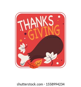 Happy Thanksgiving Day. Autumn traditional harvest festival. Flat vector illustration isolated on white background.