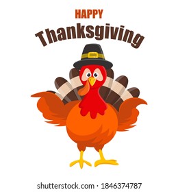 Happy Thanksgiving Day. Autumn traditional harvest holiday. Flat vector illustration isolated on white background.
