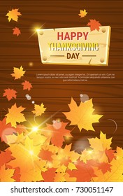 Happy Thanksgiving Day Autumn Traditional Holiday Greeting Card Flat Vector Illustration
