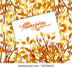 Happy Thanksgiving Day. Autumn tree. Fall Leaves Background