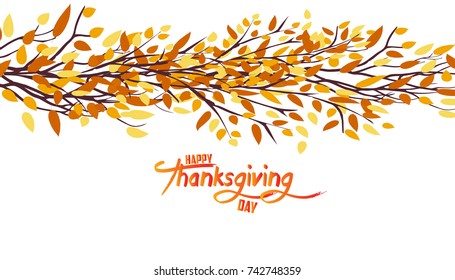 Happy Thanksgiving Day. Autumn tree. Fall Leaves Background