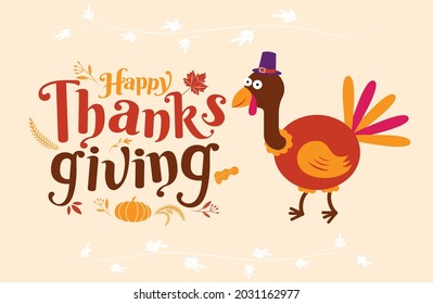 Happy Thanksgiving day, Autumn, Typography, Calligraphy design, vector illustration.