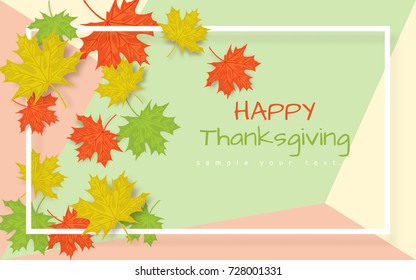 Happy Thanksgiving Day background with  autumn leaves.