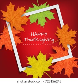 Happy Thanksgiving Day background with autumn leaves.