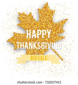 Happy Thanksgiving Day background with autumn maple leaves.