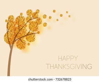 Happy Thanksgiving Day background with autumn tree