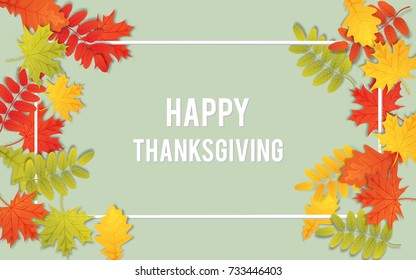 Happy Thanksgiving Day background with autumn leaves.