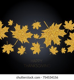 Happy Thanksgiving Day background with autumn maple leaves.