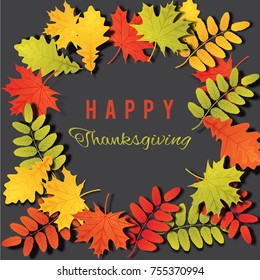 Happy Thanksgiving Day background with autumn leaves.
