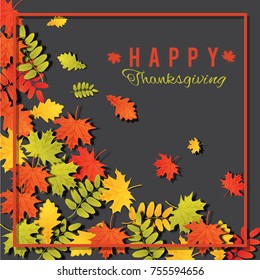 Happy Thanksgiving Day background with autumn leaves.
