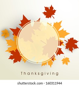 Happy Thanksgiving Day background with beautiful autumn maple leaves, can be use as flyer, banner or poster with space for your text. 