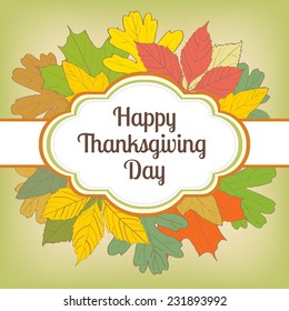 Happy Thanksgiving Day background with beautiful autumn leaves, can be use as card, banner or poster. 