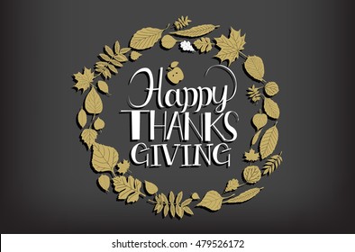 Happy Thanksgiving Day background with beautiful autumn maple leaves, can be use as flyer, banner or poster.