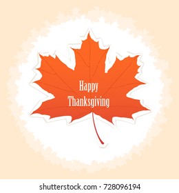 Happy Thanksgiving Day background with beautiful autumn maple leaves.Bright drawing for the holiday. Flat Vector Banner Poster.