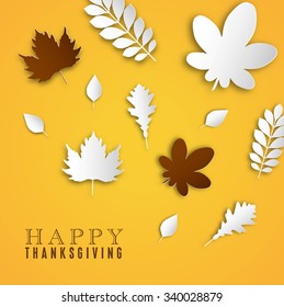 Happy Thanksgiving Day background, Collage of beautiful autumn leaves, can be use as flyer or poster