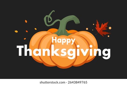 Happy Thanksgiving Day Background Concept. Hand lettering. Festive graphic design for Thanksgiving holiday greetings and invitations. Vector illustration.