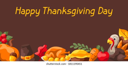 Happy Thanksgiving Day background. Design with holiday objects.